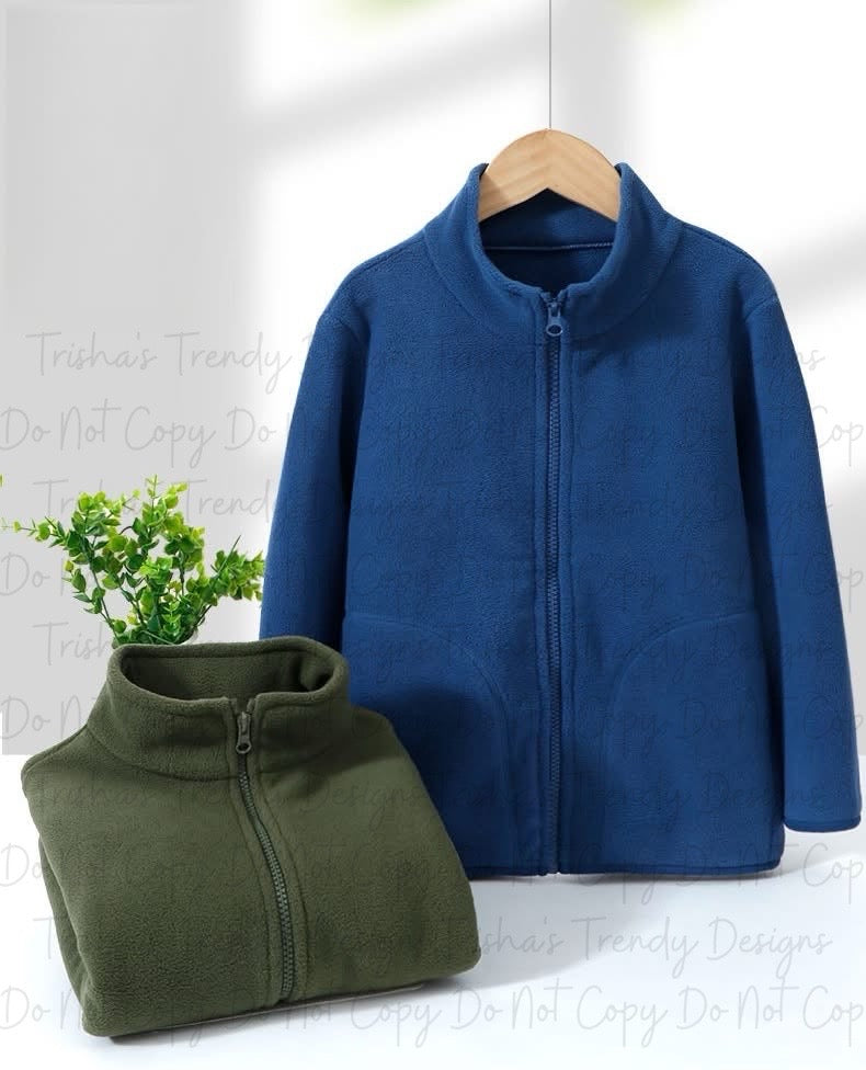 PREORDER: Kids Solid Color Zip Up Fleece