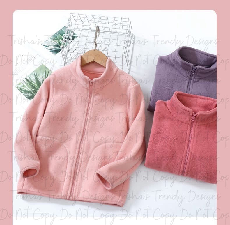 PREORDER: Kids Solid Color Zip Up Fleece