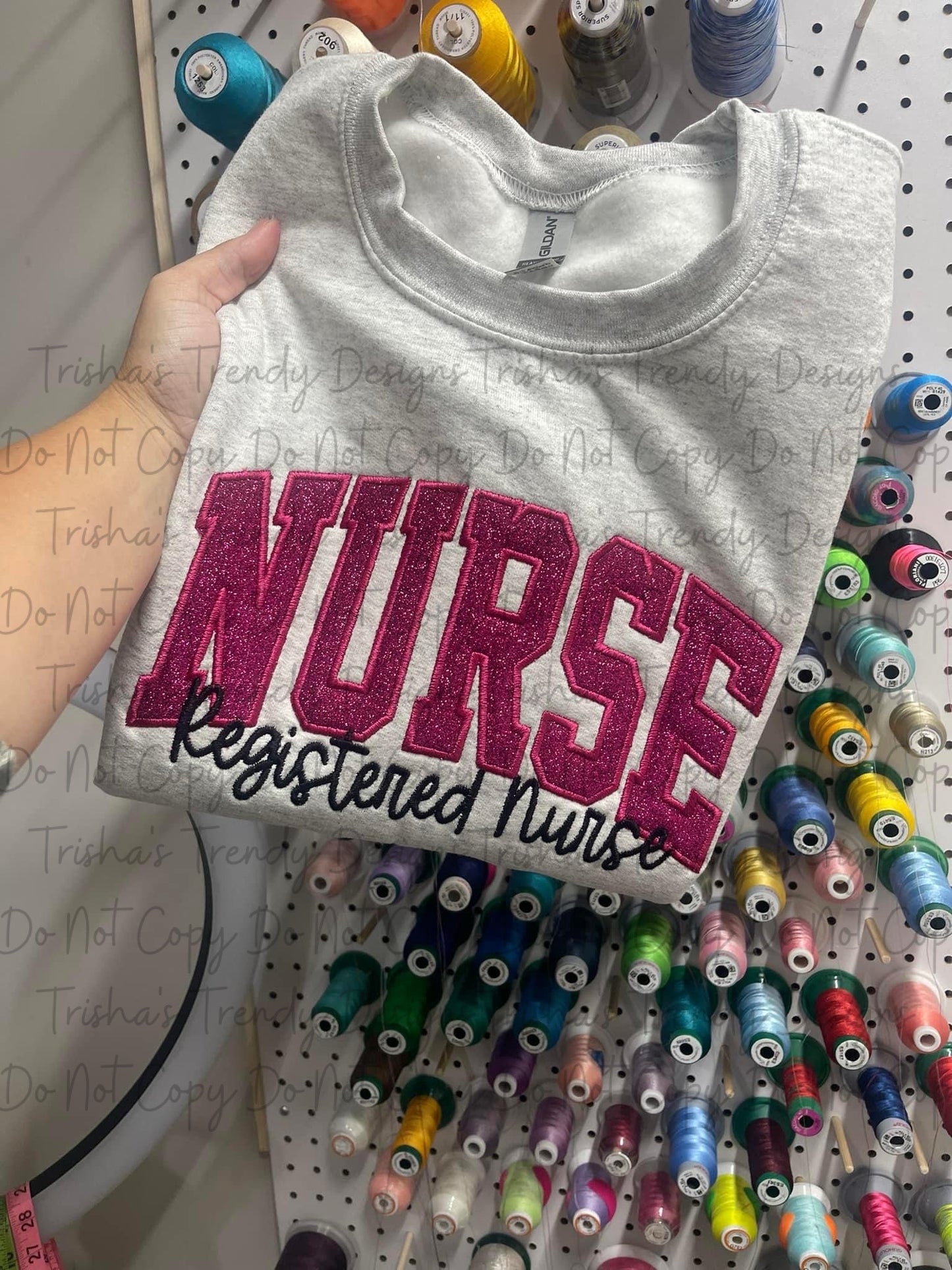 Custom glitter appliqué embroidered sweatshirt