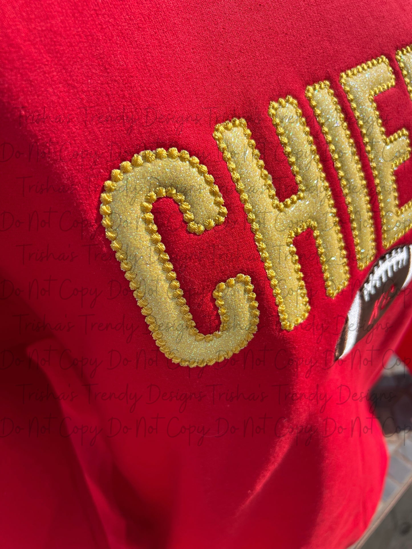 Chiefs glitter appliqué embroidered shirt