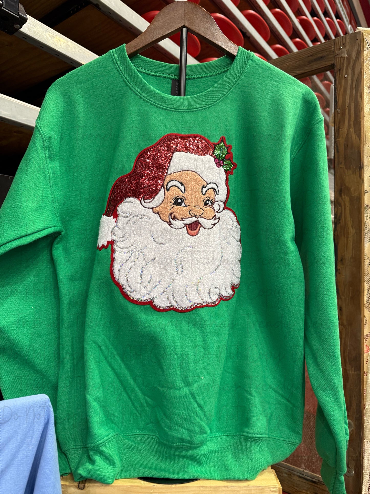 Sequin Santa patch shirt