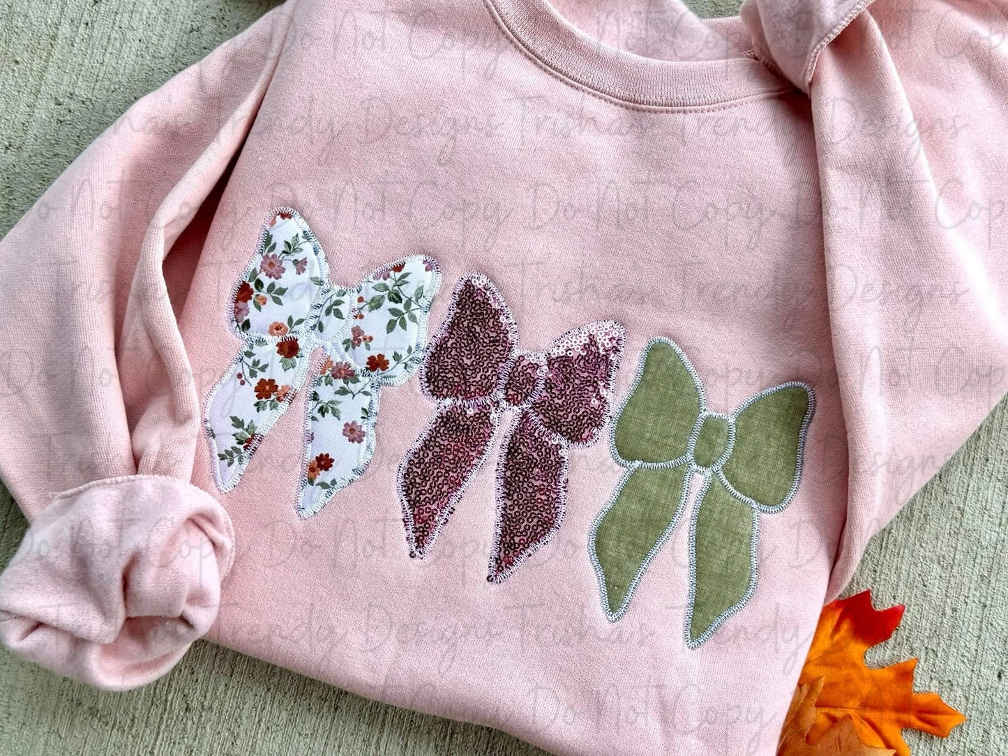 Fall appliqué embroidered bows