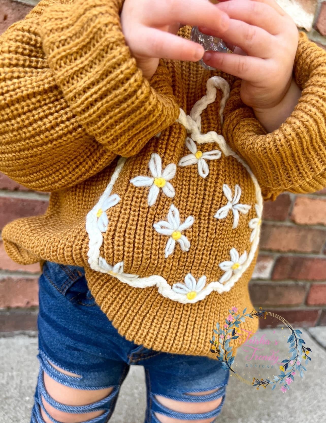 PREORDER: Pumpkin & Daisy Oversized Acrylic Knit Sweater