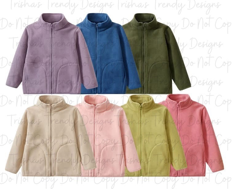 PREORDER: Kids Solid Color Zip Up Fleece