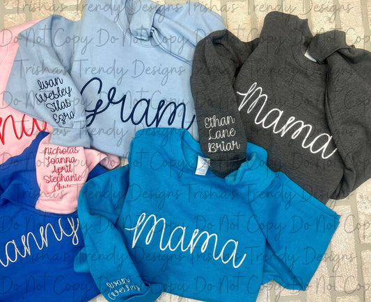 Custom Mama, Nana etc crew