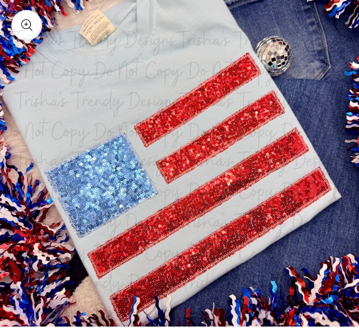 Sequin Flag Embroidered Tee