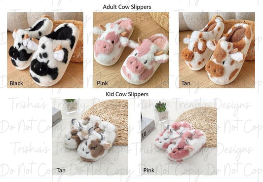 PREORDER: Cow Slippers ADULTS