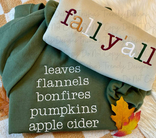Fall yall embroidery