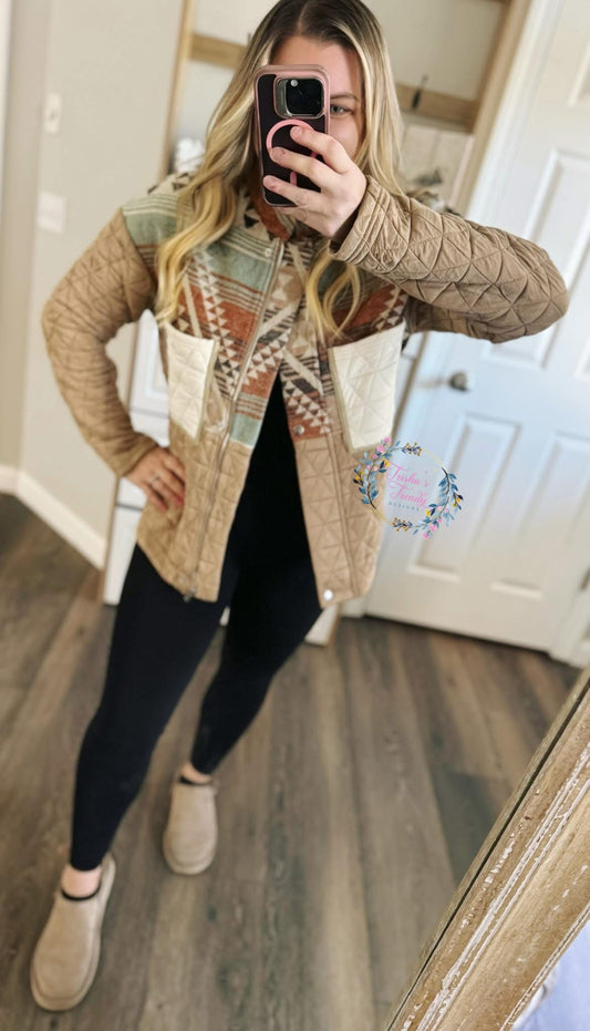 PREORDER: rerun Aztec quilted design jacket
