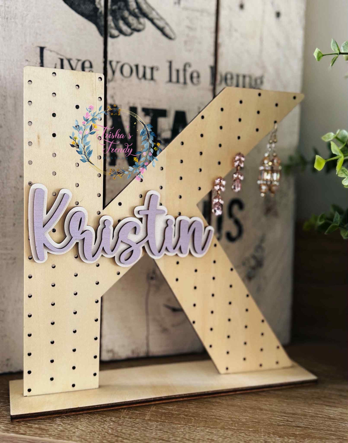 PREORDER: Personalized Name Wood Earring Holder rerun