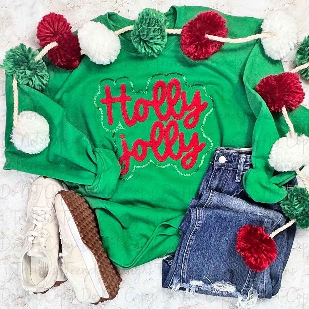 Holly Jolly fuzzy patch shirt