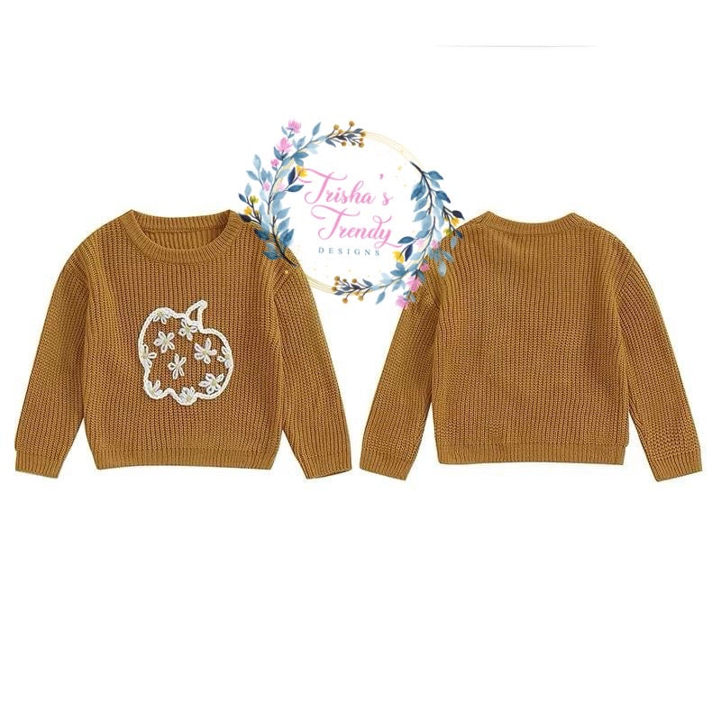 PREORDER: Pumpkin & Daisy Oversized Acrylic Knit Sweater