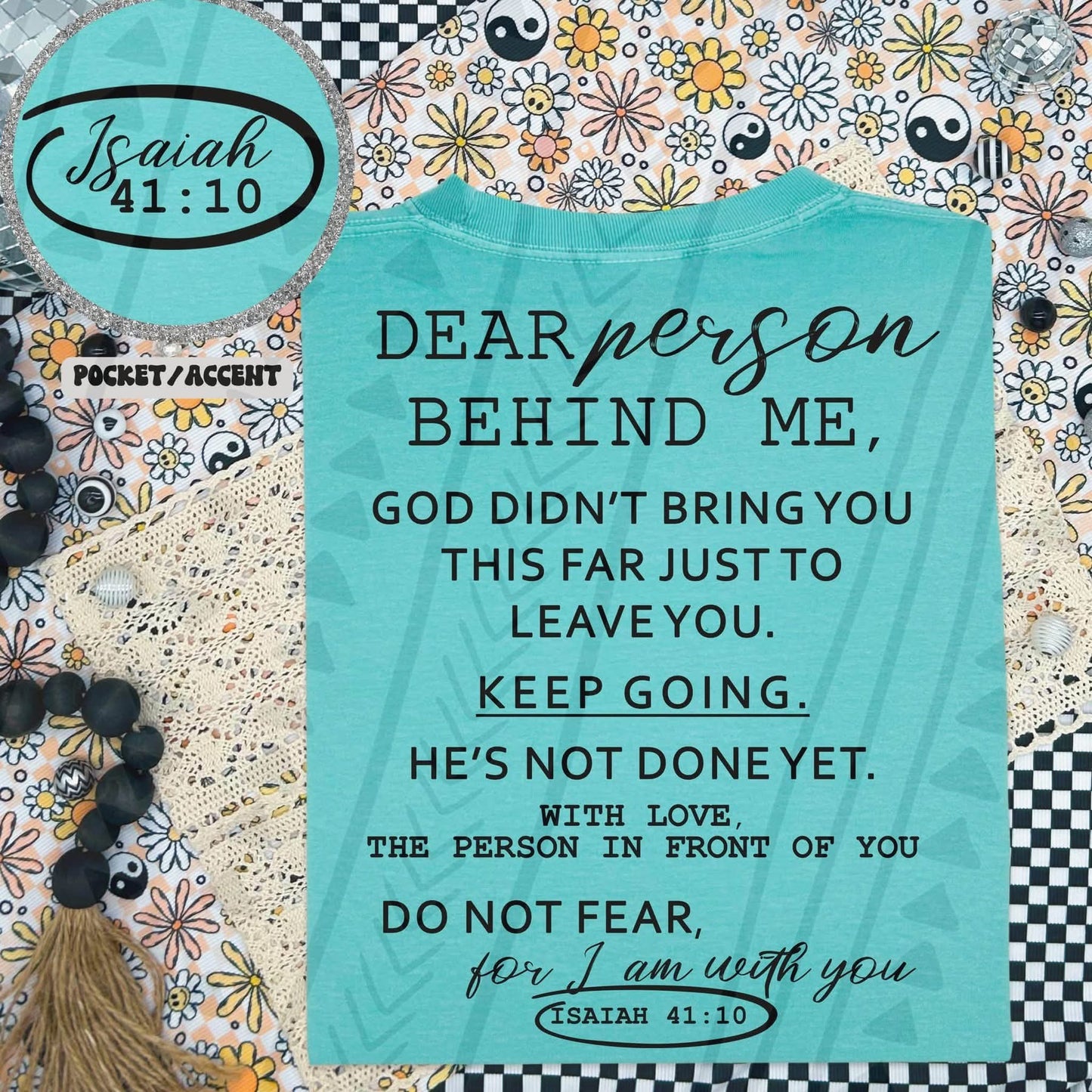 Dear person behind me comes with front and back design