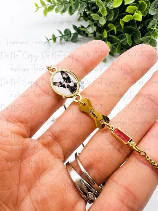 Preorder: Custom Pet Photo & Name Birthstone Bracelet