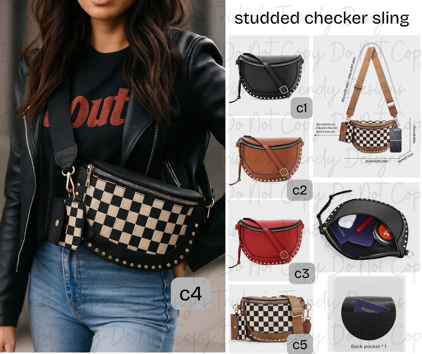 PREORDER: Studded Checker Sling