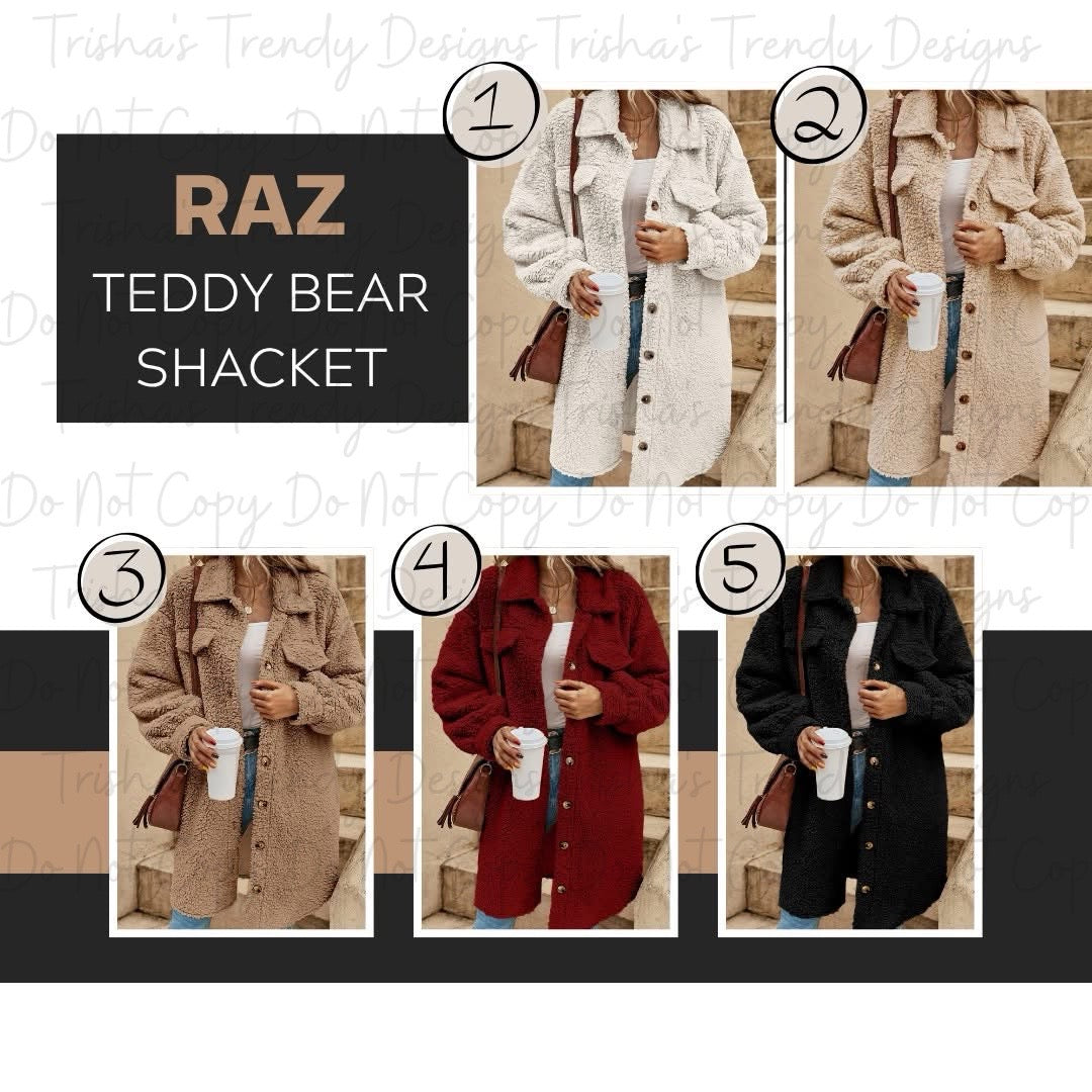 PREORDER: RAZ Teddy Bear Shacket- RERUN