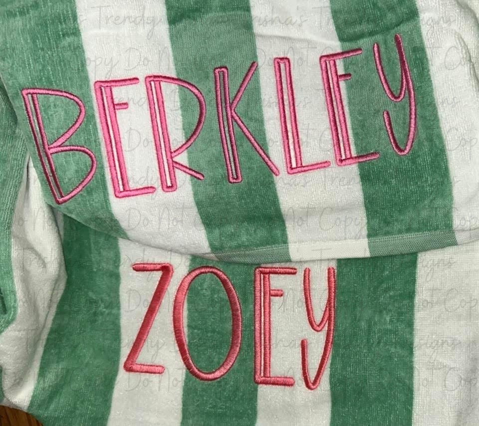 Custom embroidered beach towel