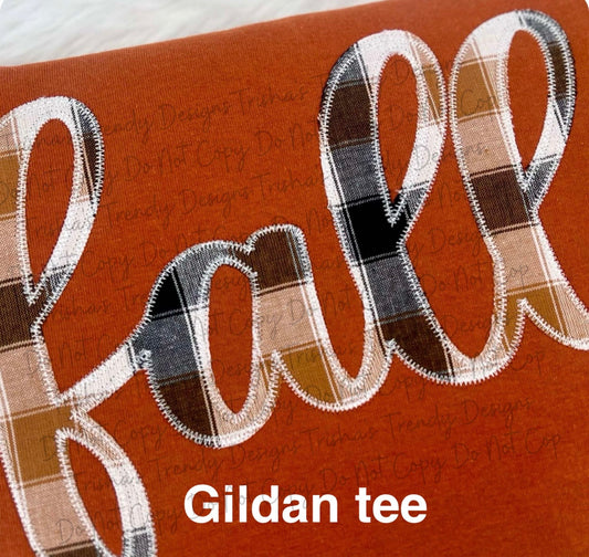 Embroidered Fall Cursive Gildan Tee