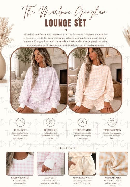 PREORDER: The Marlowe Gingham Lounge Set