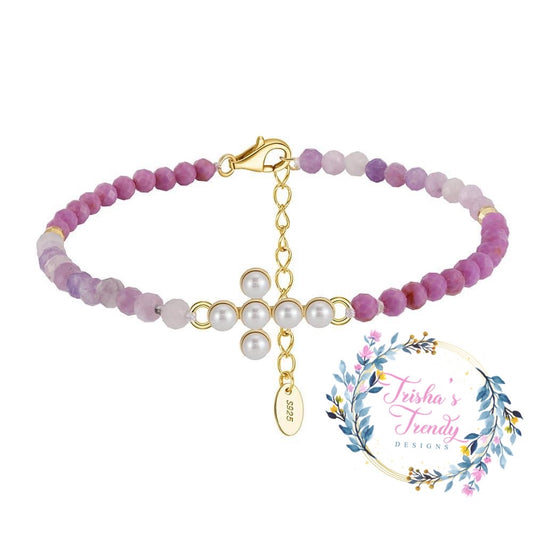 Preorder: Pink Sapphire Cross Bracelet