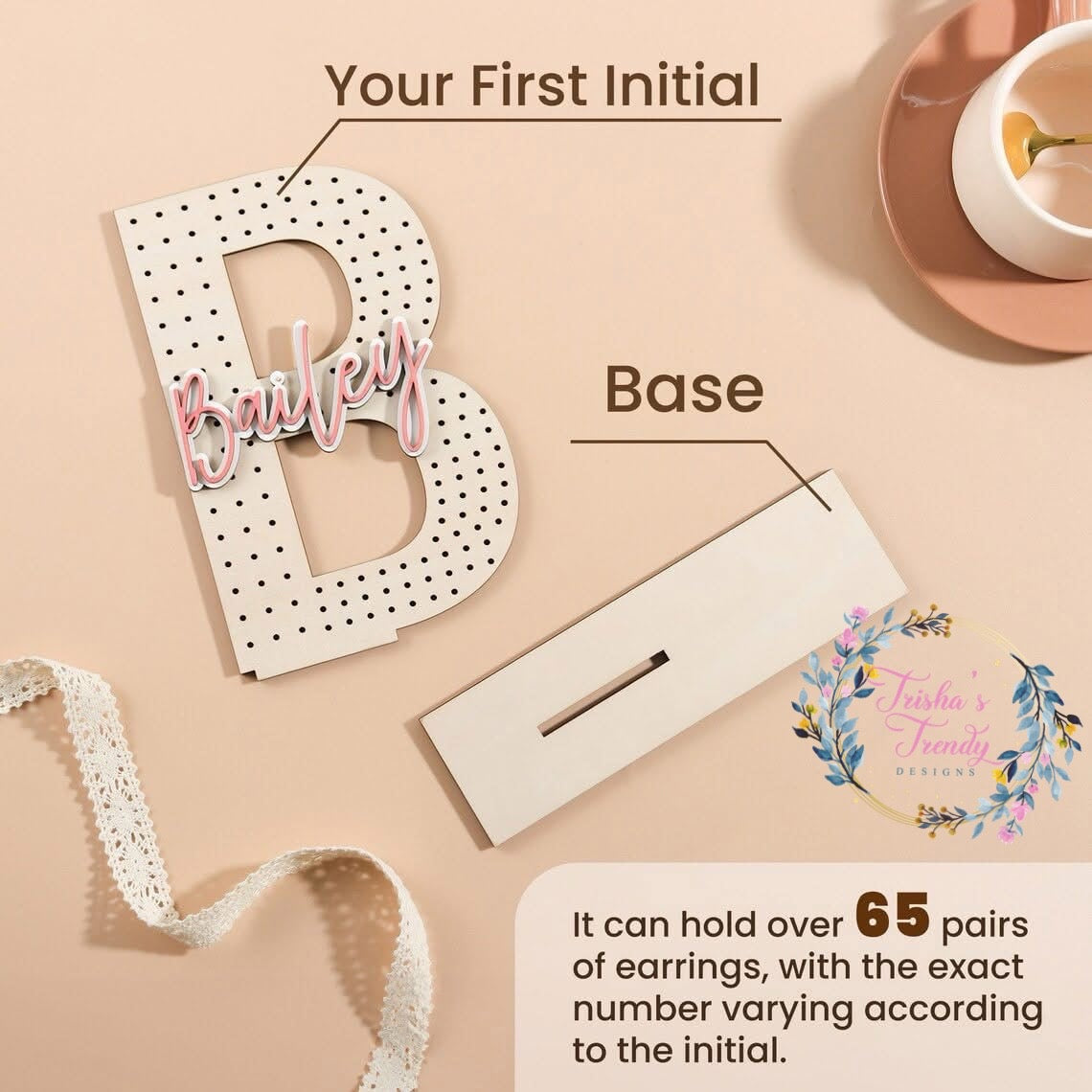 PREORDER: Personalized Name Wood Earring Holder rerun