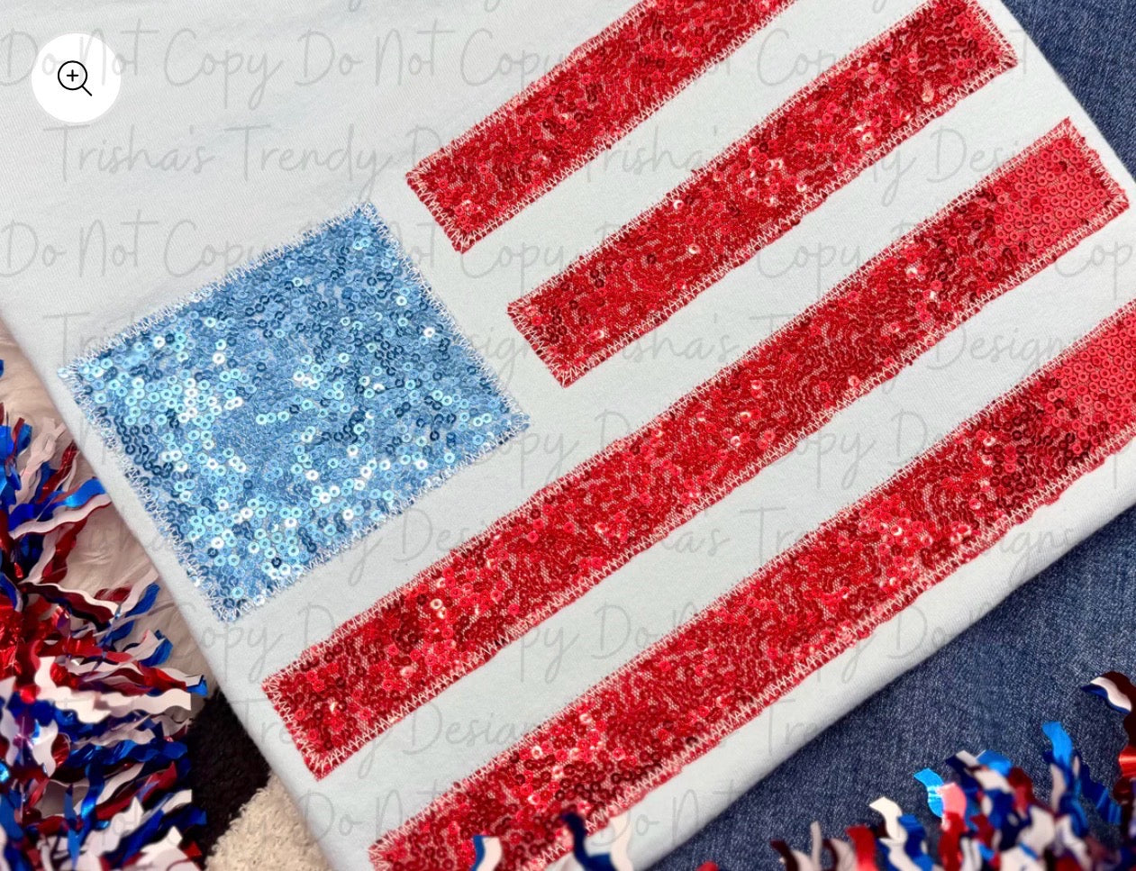 Sequin Flag Embroidered Tee