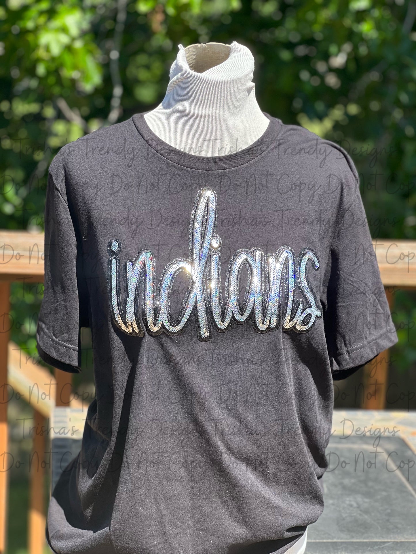 Indians sequin cheneile patch tee