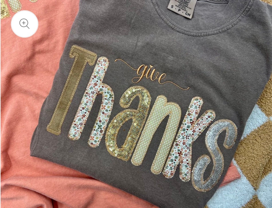 Give thanks embroidered shirt