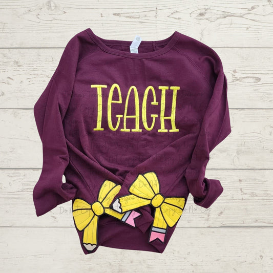 Teach long sleeve or sweatshirt comes with side bows