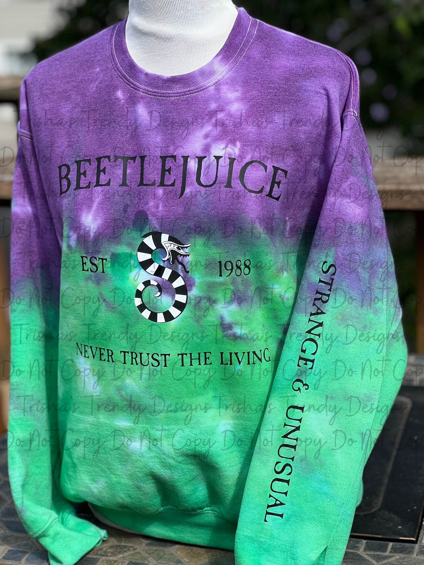 Beetlejuice hand dyed sweatshirt