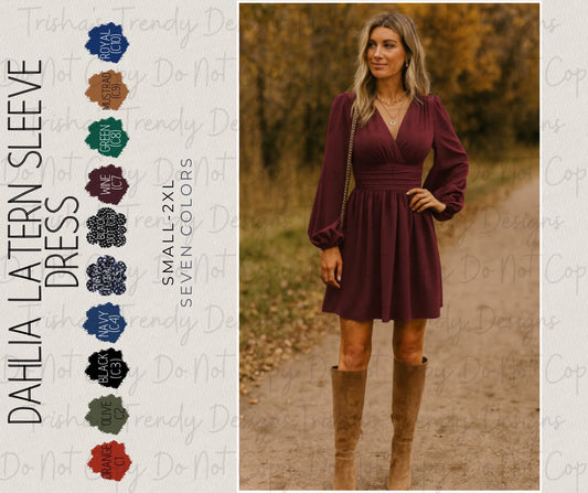 PREORDER: Dahlia Lantern Sleeve Dress