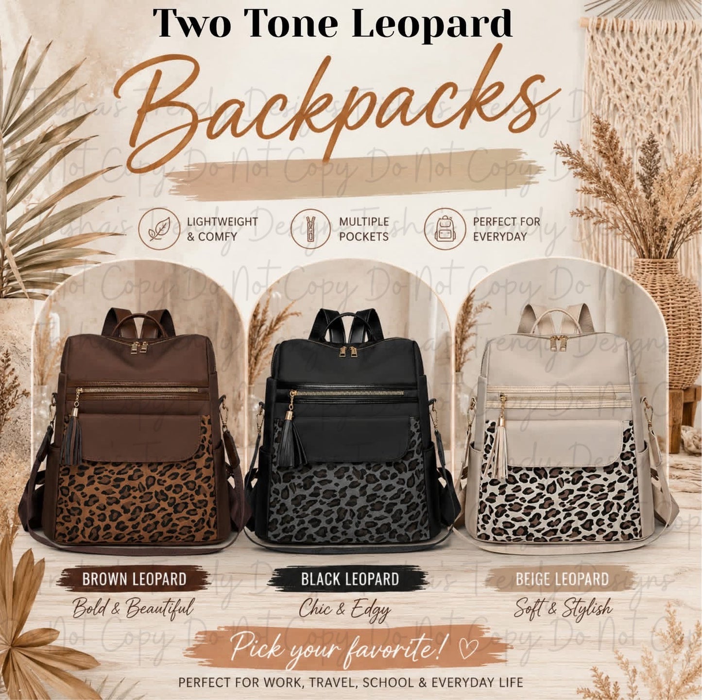 PREORDER: Two Tone Leopard Backpacks