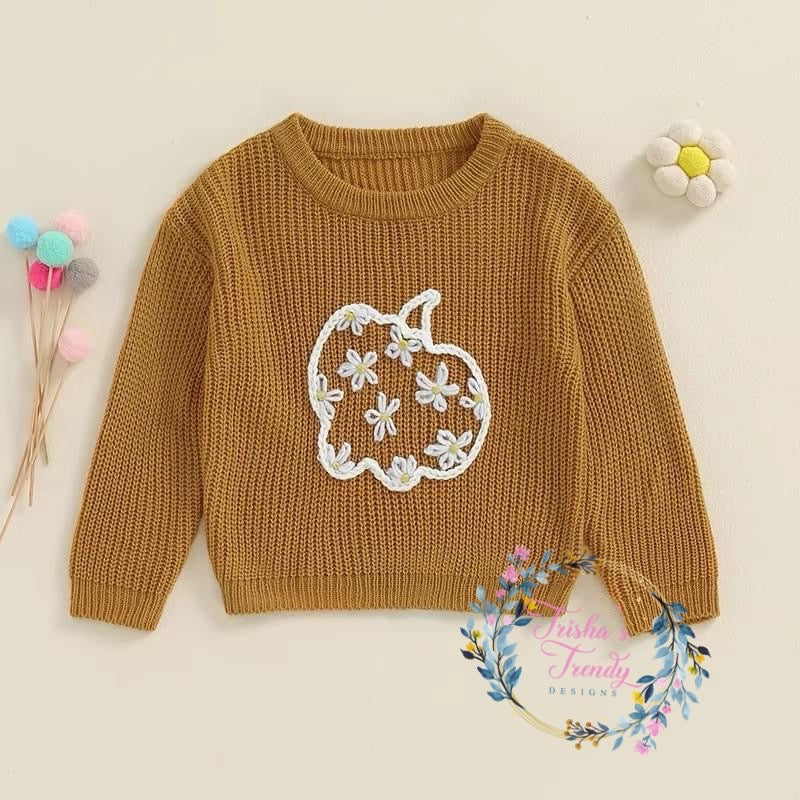 PREORDER: Pumpkin & Daisy Oversized Acrylic Knit Sweater