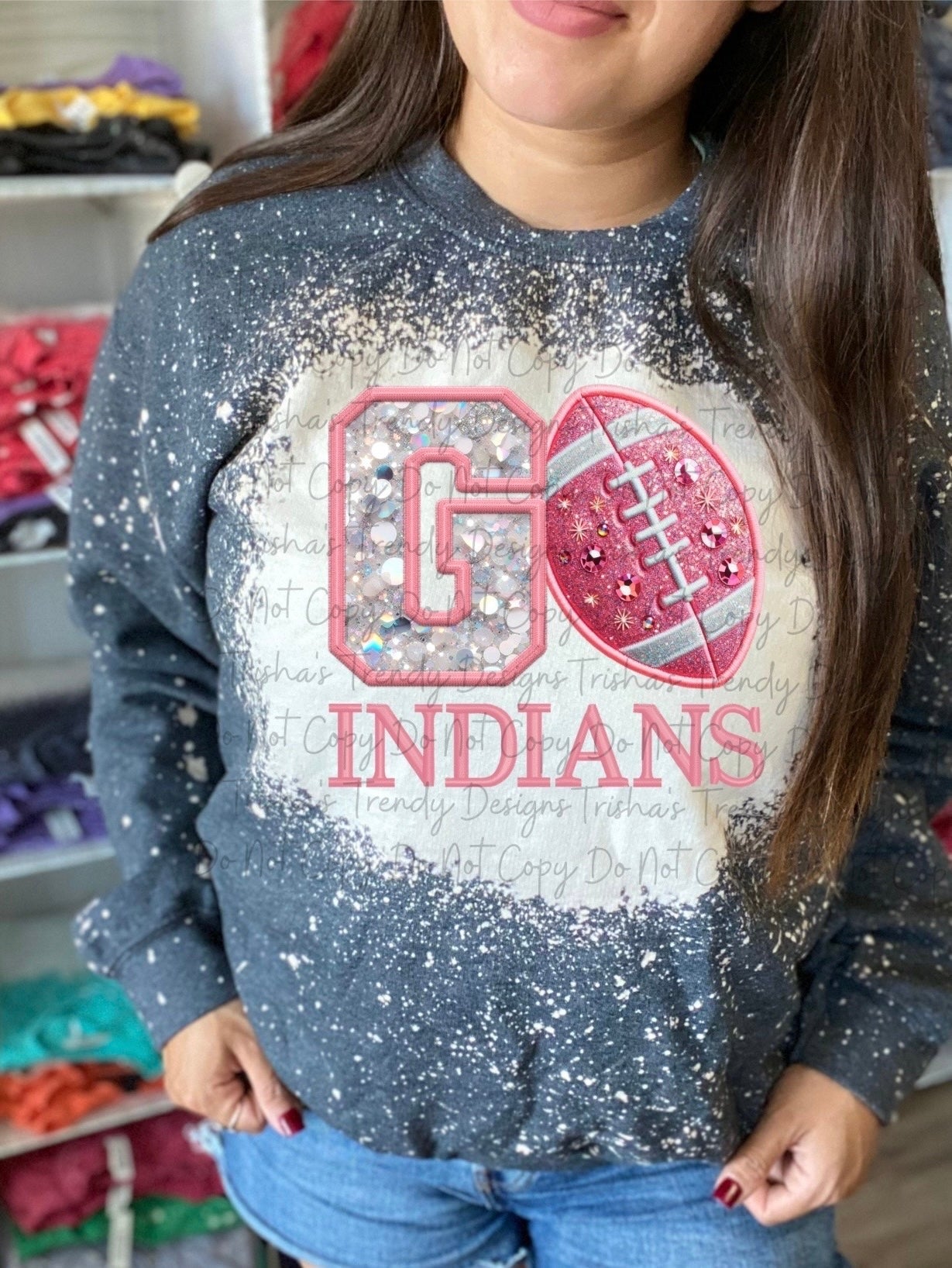 Go Indians faux sparkle