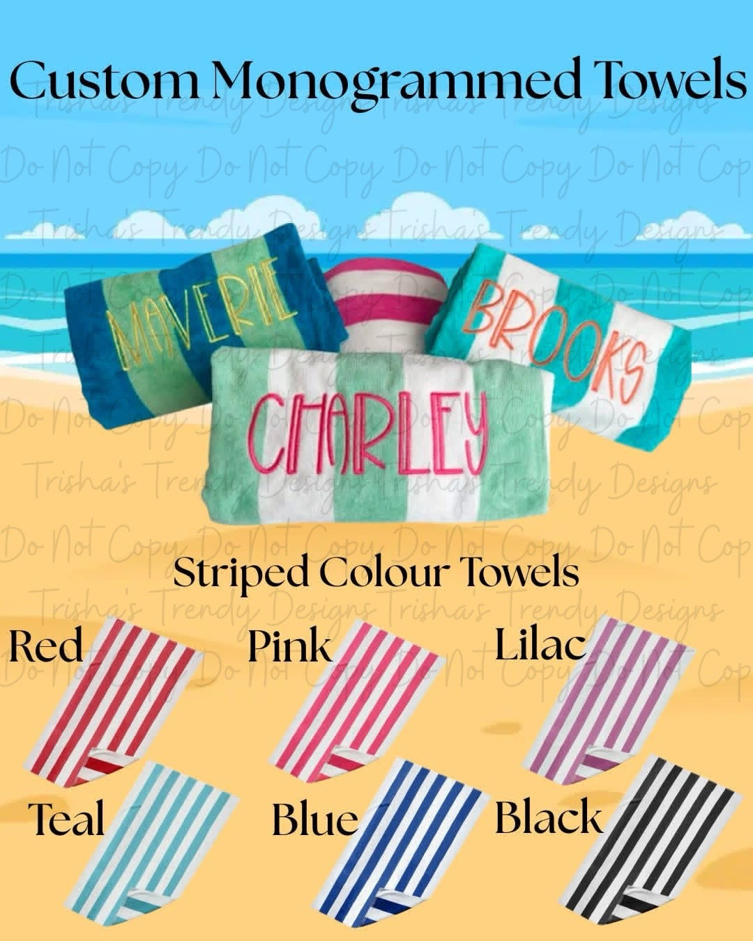 Custom embroidered beach towel