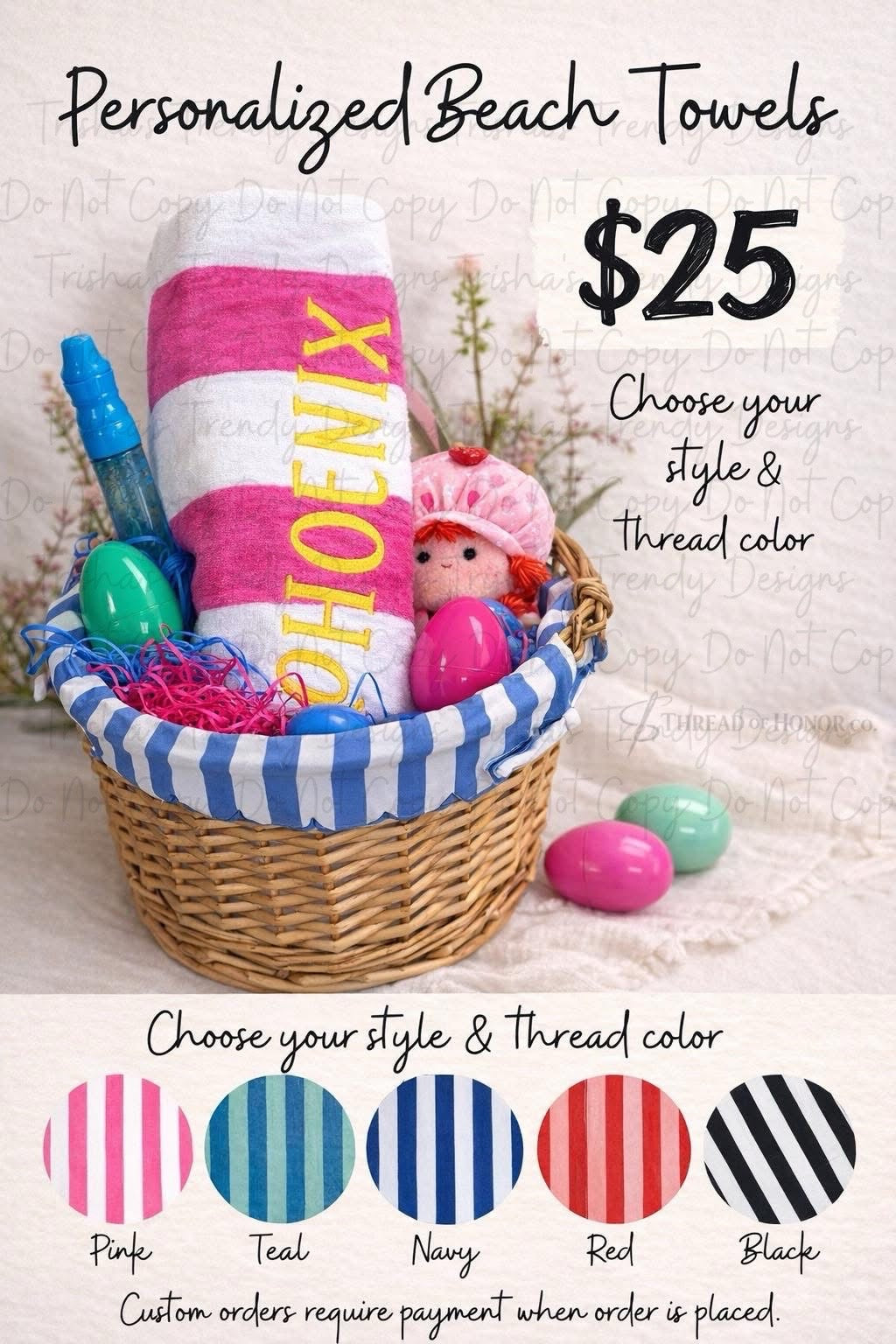 Custom embroidered beach towel