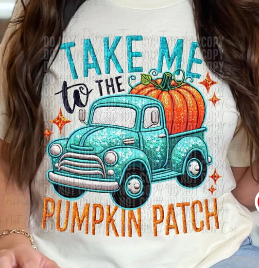 Take me to the pumpkin patch faux embroidery