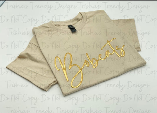 Custom metallic puff print tee adult