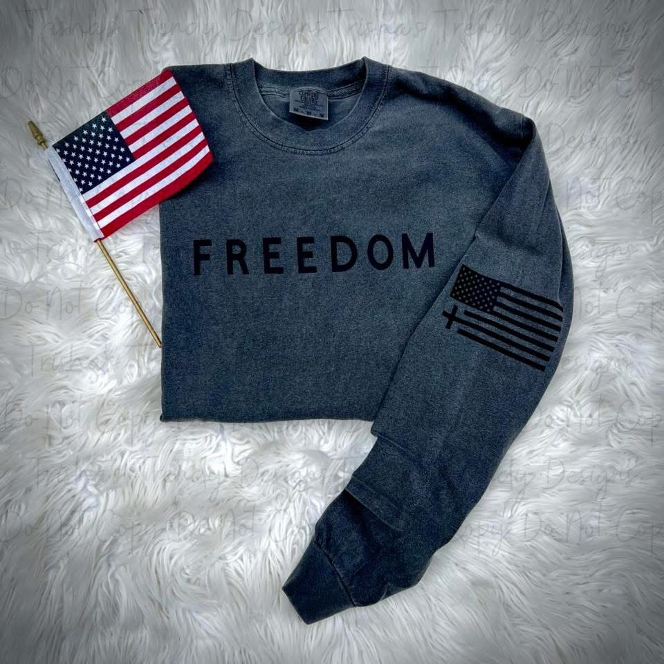 Freedom with flag on sleeve