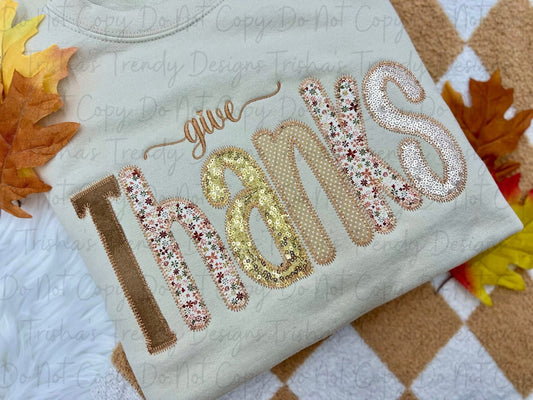 Give thanks embroidered shirt