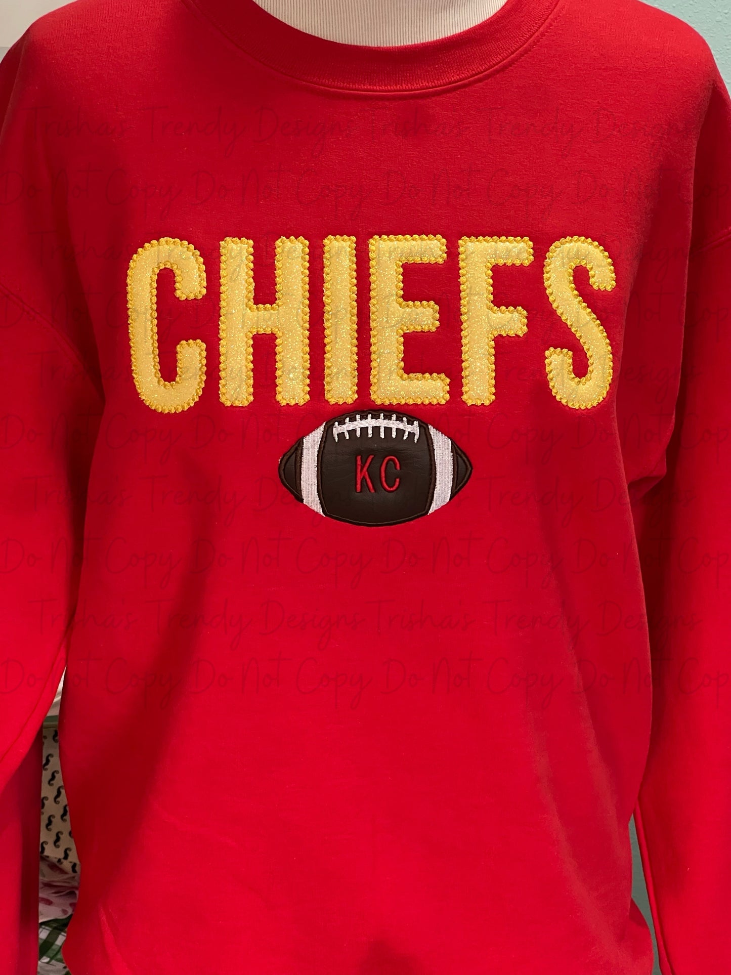 Chiefs glitter appliqué embroidered shirt