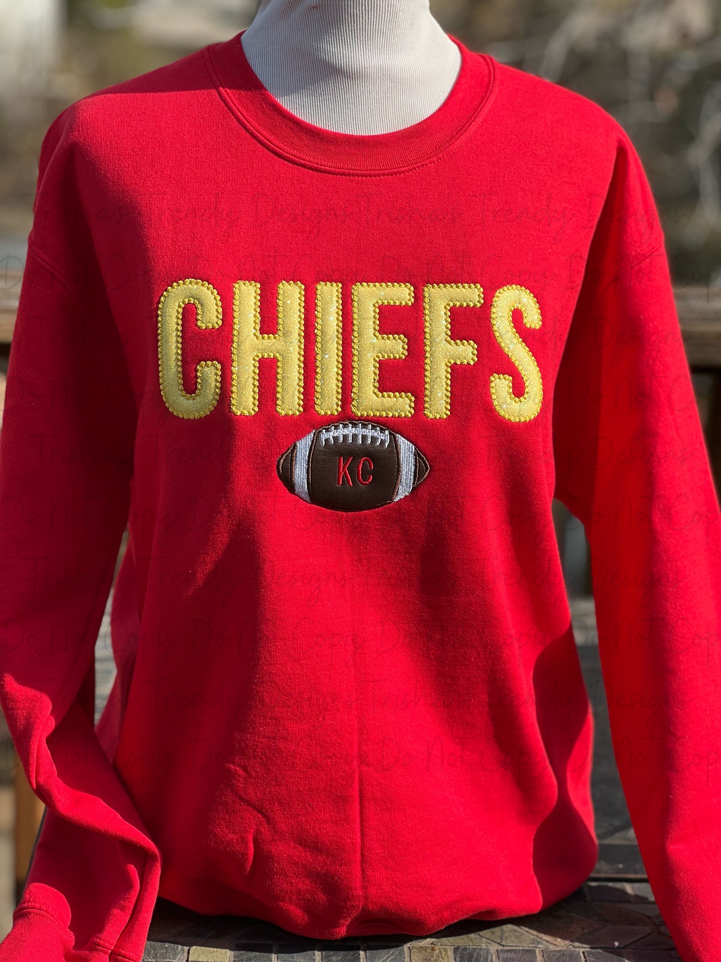 Chiefs glitter appliqué embroidered shirt