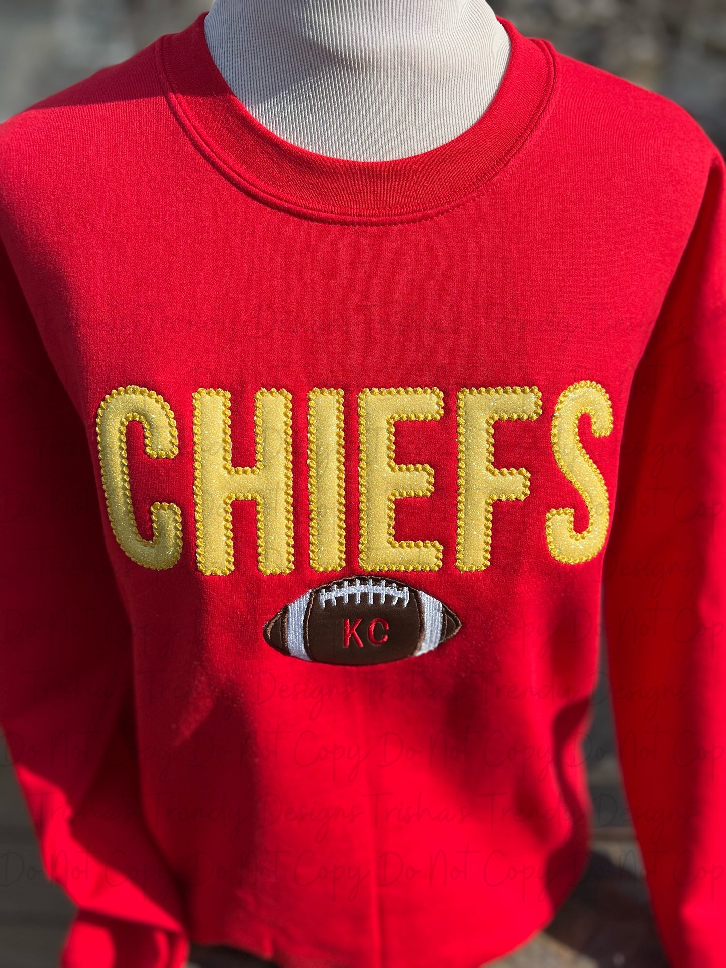 Chiefs glitter appliqué embroidered shirt