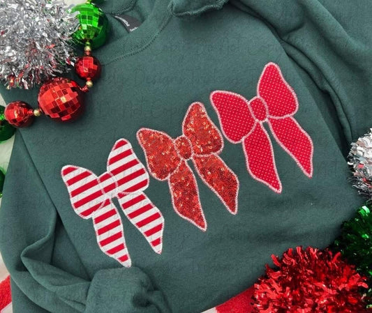 Christmas appliqué embroidered bows