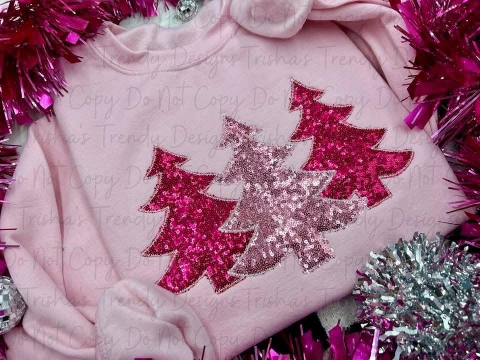 Sequin Christmas tree trio