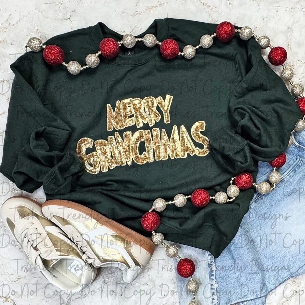 Merry grinchmas patch shirt