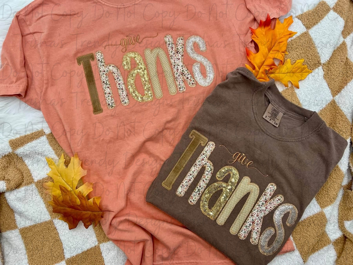 Give thanks embroidered shirt
