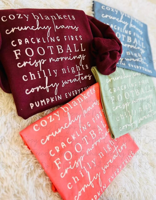 Cozy blankets crunchy leaves crackling fires football