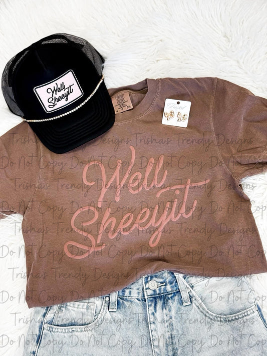 Well sheeyit trucker hat with pearl chain