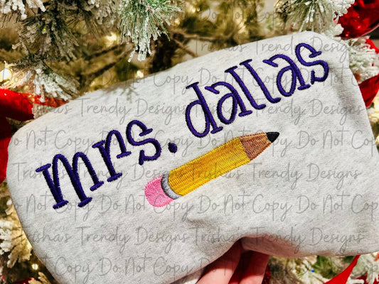 Teacher ✏️Pencil✏️ Embroidered Shirt